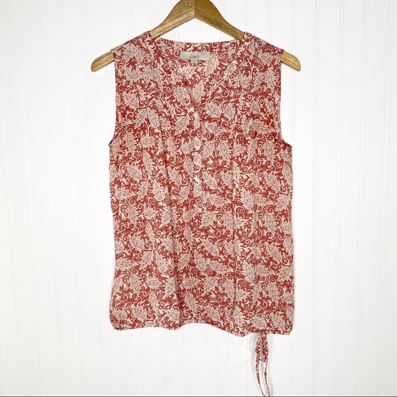 LOFT Tops - Loft Floral Side Tie Sleeveless Blouse Size Medium